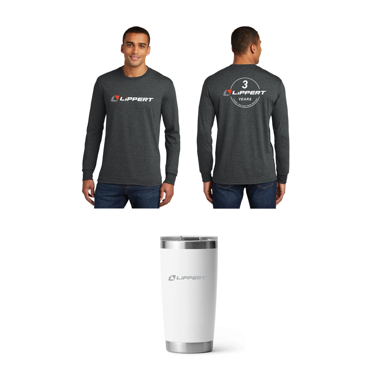 3 Year Gift - Softstyle Long Sleeve Tee + 20 oz Insulated Tumbler