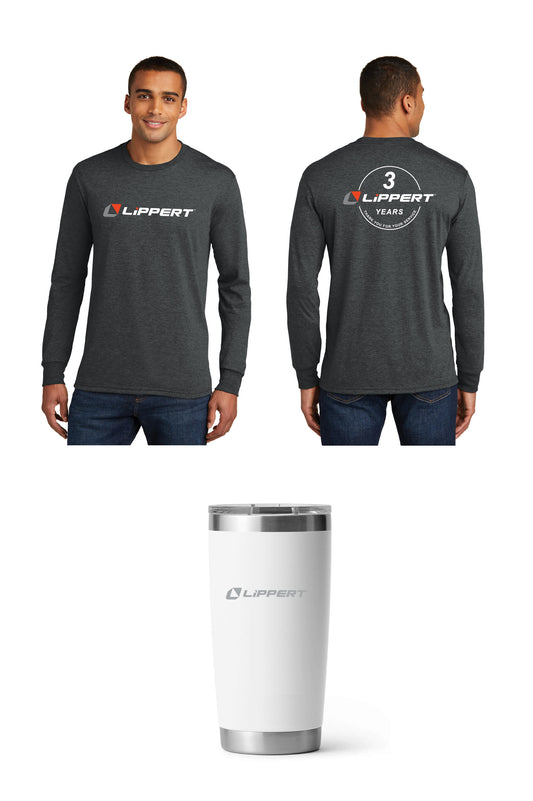 3 Year Gift - Softstyle Long Sleeve Tee + 20 oz Insulated Tumbler